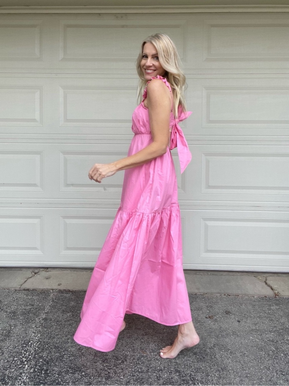 Abercrombie and Fitch Maxi tiered Cotton Dress Pink S - Picture 2 of 8